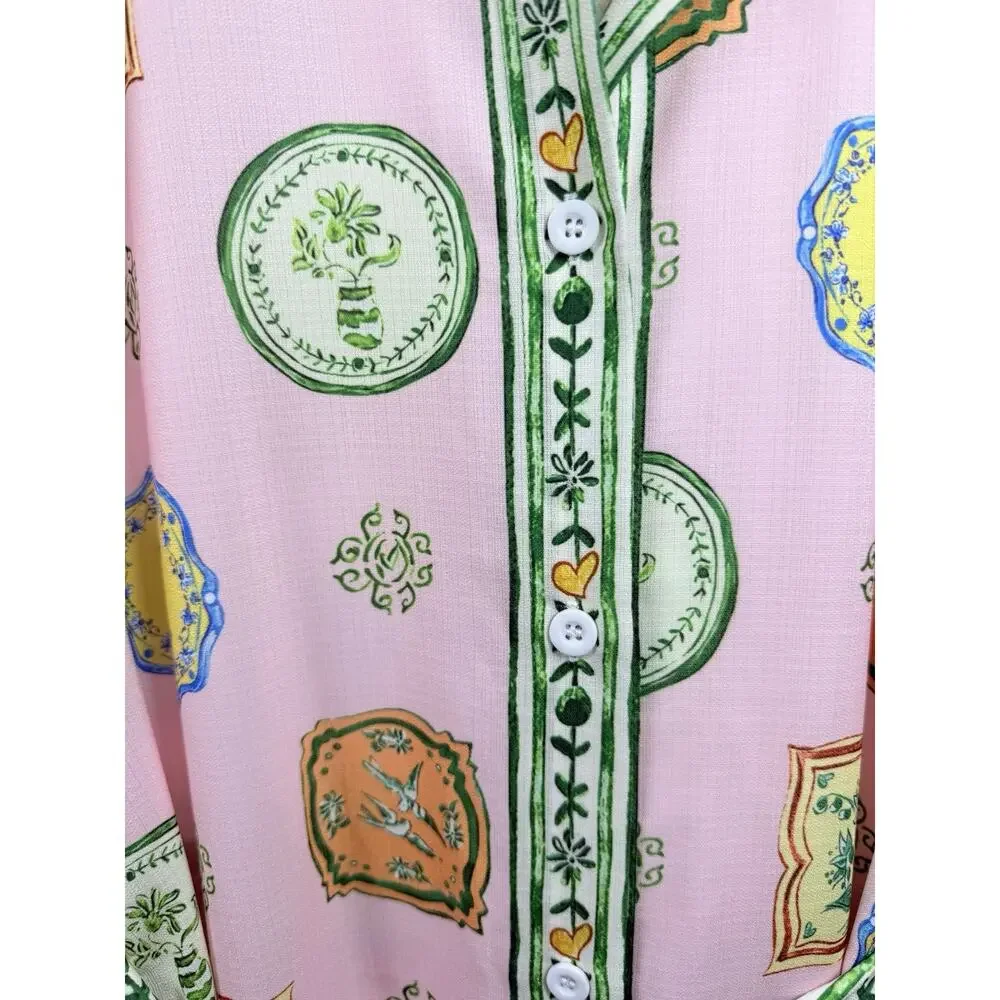 Sunday Up Linen Blend Shirt Dress Women’s Sz S Puff Sleeve Tie Waist Midi - Picture 4 of 11